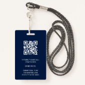 Paranormale onderzoeker Navy Blue QR Code Foto ID Badge (Achterkant met draagriem)