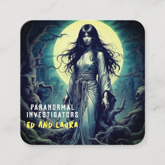Paranormale onderzoeker spookt spook vierkante visitekaartje (Voorkant)