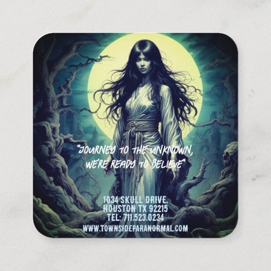 Paranormale onderzoeker spookt spook vierkante visitekaartje (Achterkant)