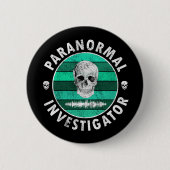 Paranormale onderzoeksschedel ronde button 5,7 cm (Voorkant)