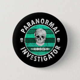 Paranormale onderzoeksschedel ronde button 5,7 cm