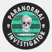 Paranormale onderzoeksschedel ronde sticker (Voorkant)