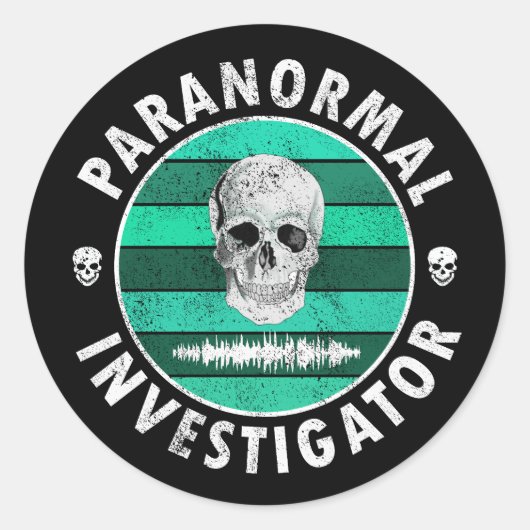 Paranormale onderzoeksschedel ronde sticker (Voorkant)