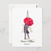 Parapentair Eiffel Tower Red umbrella Weddenschap Briefkaart (Voorkant / Achterkant)