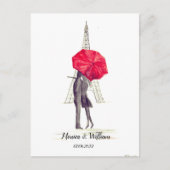 Parapentair Eiffel Tower Red umbrella Weddenschap Briefkaart (Voorkant)