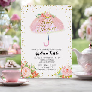 Paraplu April Douche Baby shower Uitnodiging