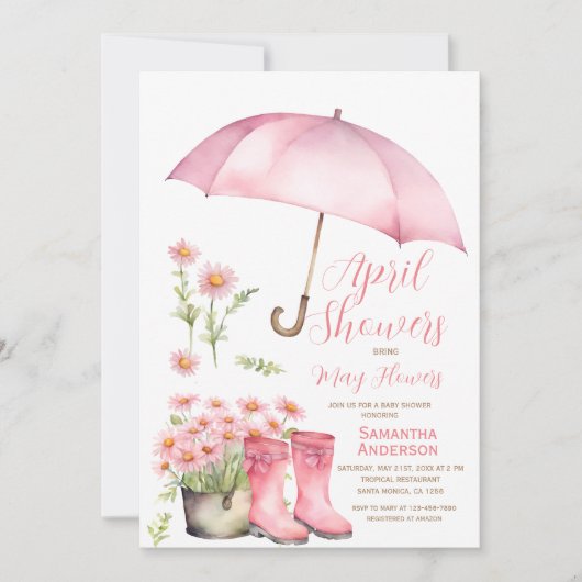 Paraplu april douches brengen mei bloemen kaart (Voorkant)