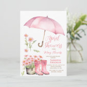 Paraplu april douches brengen mei bloemen kaart (Staand voorkant)