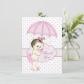 Paraplu Baby Girl Sprinkle Baby shower Dank u Bedankkaart (Staand voorkant)