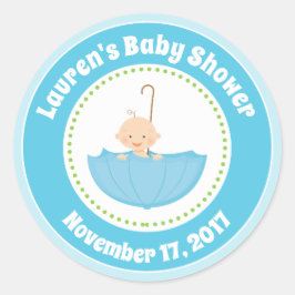 Paraplu Baby shower Favor Stickers Blauw Baby Boy