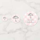 Paraplu Baby shower Roze Gingham Tafel Confetti (Achterkanten)