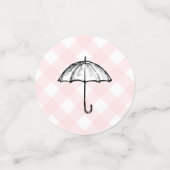 Paraplu Baby shower Roze Gingham Tafel Confetti (Kleine voorkant)