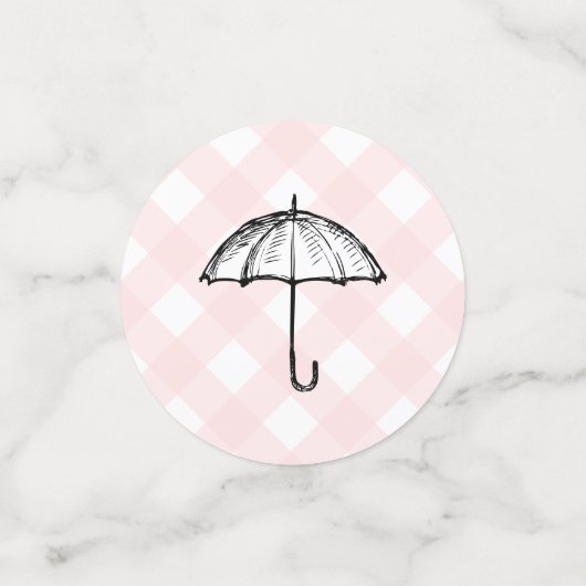 Paraplu Baby shower Roze Gingham Tafel Confetti (Kleine voorkant)