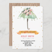 Paraplu baby sprinkle shower thema kaart (Voorkant / Achterkant)