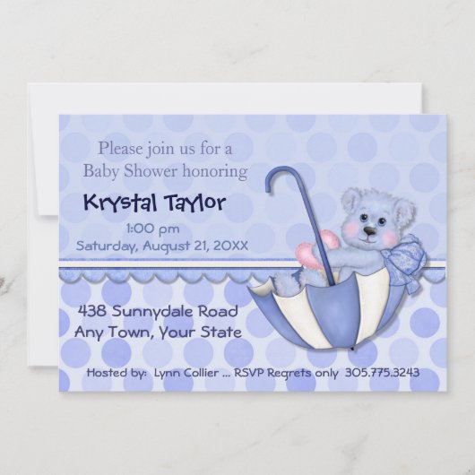 Paraplu Beer Blauw - Uitnodiging (Voorkant)