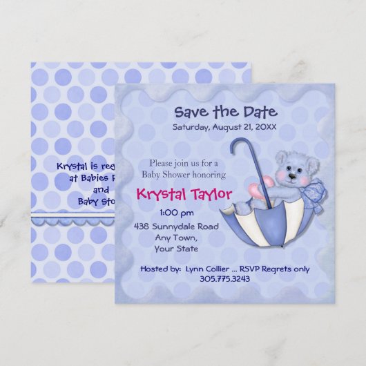 Paraplu Beer Blauw - Uitnodiging (Voorkant / Achterkant)