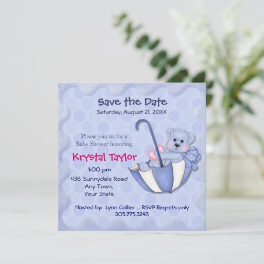 Paraplu Beer Blauw - Uitnodiging (Staand voorkant)