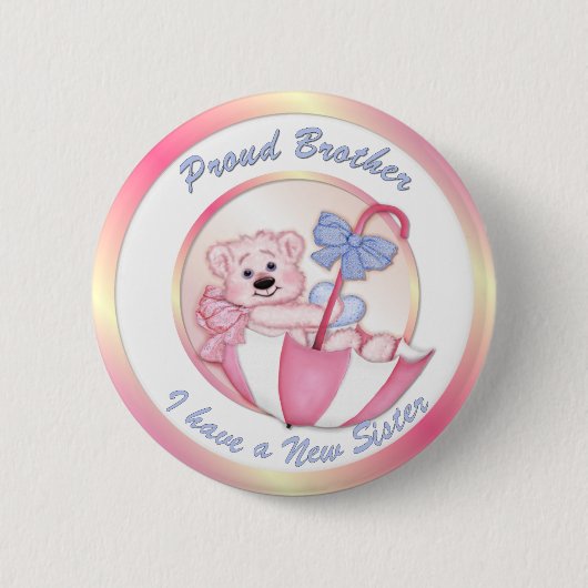 Paraplu Beer - Broer - Meisje Ronde Button 5,7 Cm (Voorkant)