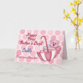 Paraplu Beer Roze - Eerste Vaderdag Kaart (Gele Bloem)