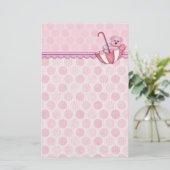 Paraplu Beer Roze Polka Dots Baby Briefpapier (Staand voorkant)
