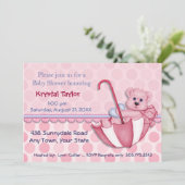 Paraplu Beer Roze - Uitnodiging (Staand voorkant)