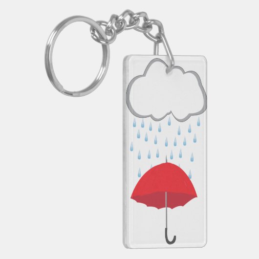 Paraplu bij regen sleutelhanger (Voorkant Links)