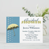 Paraplu Blauw & Geel Bruidsdouche Uitnodigingen (Staand voorkant)