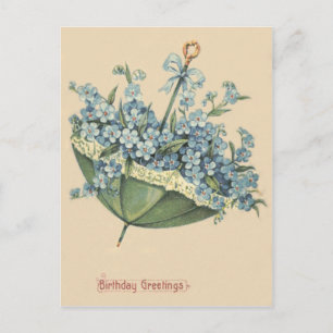 Paraplu Blauw Verget-mij-nietje Briefkaart
