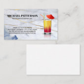 Paraplu cocktail | Blue Gold Marble Visitekaartje (Voorkant / Achterkant)