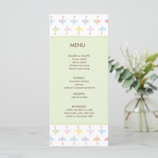 Paraplu Douche Menu (Staand voorkant)