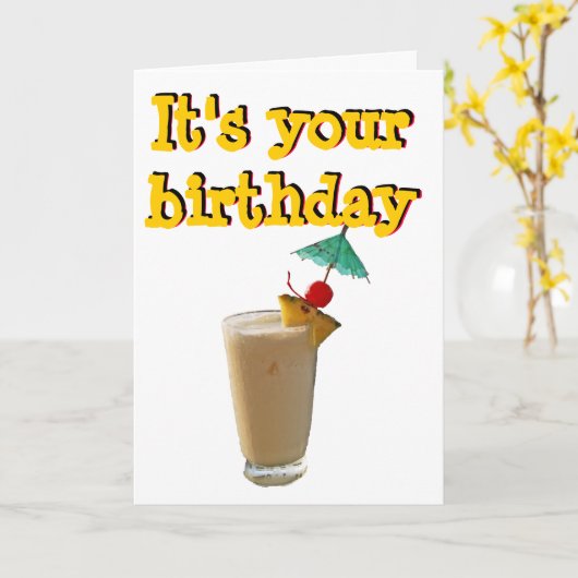 Paraplu Drinken Kaart (Gele Bloem)