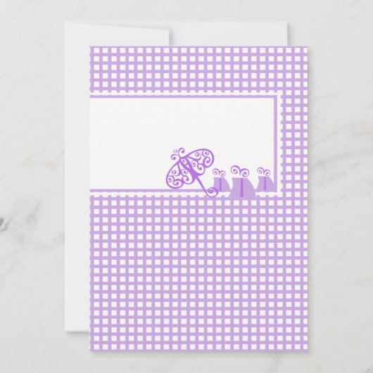 Paraplu en geschenken Violet Vrijgezellenfeest Kaart (Achterkant)