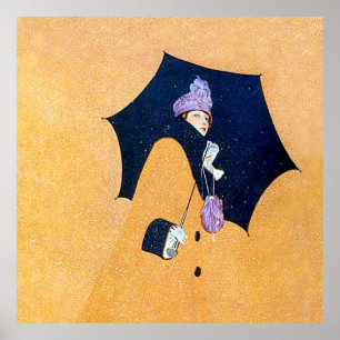 Paraplu en sneeuw door C Coles Phillips Poster