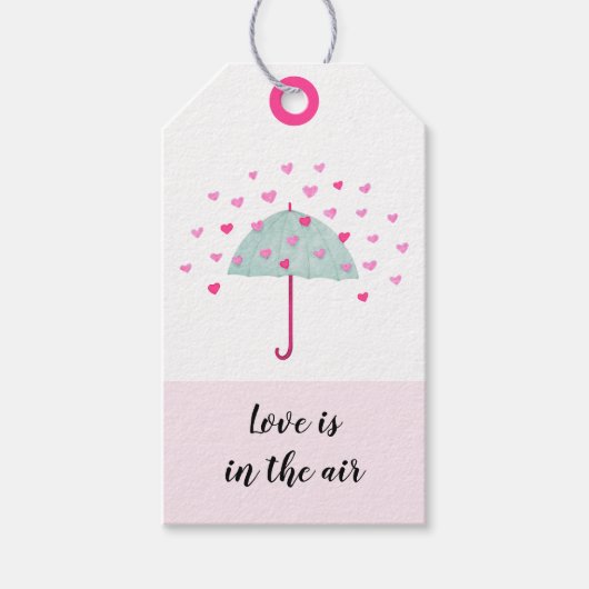 Paraplu Hearts Pastel Roze Mint Gift Label Cadeaulabel (Voorkant)