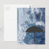 Paraplu in Blauwe Douche Briefkaart (Voorkant / Achterkant)