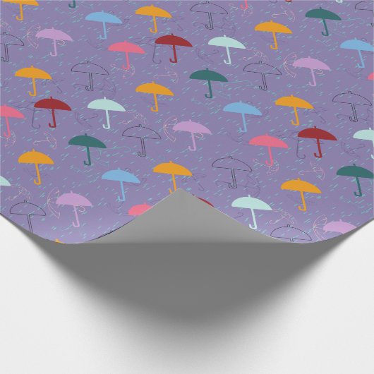 Paraplu in het Rain patroon Wrapping Paper Cadeaupapier (Hoek)