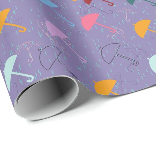 Paraplu in het Rain patroon Wrapping Paper Cadeaupapier (Rol Hoek)