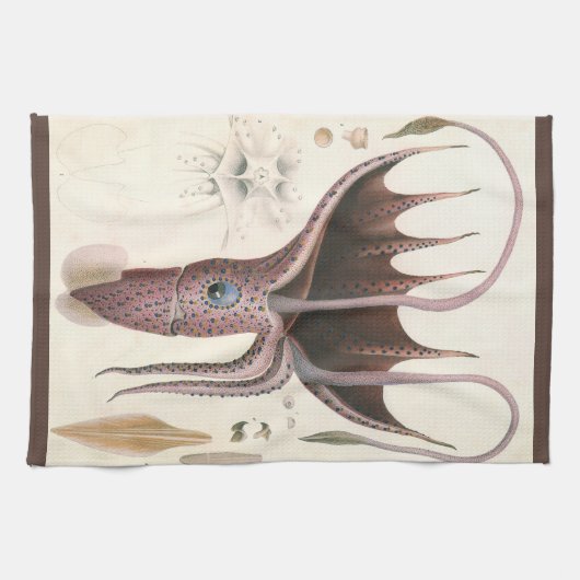 Paraplu inktvis,  zeedieren theedoek (Horizontaal)