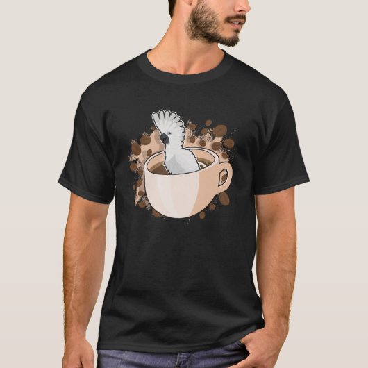 Paraplu kaketoe in koffie cup huisdier vogel papeg t-shirt (Voorkant)