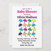 Paraplu Kleurrijke Paraplu Baby Meisje Douche Kaart (Voorkant)