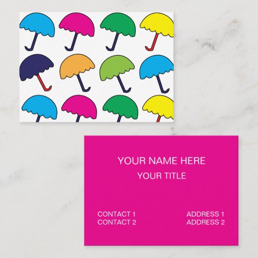Paraplu Kleurrijke paraplu Visitekaartje (Voorkant / Achterkant)