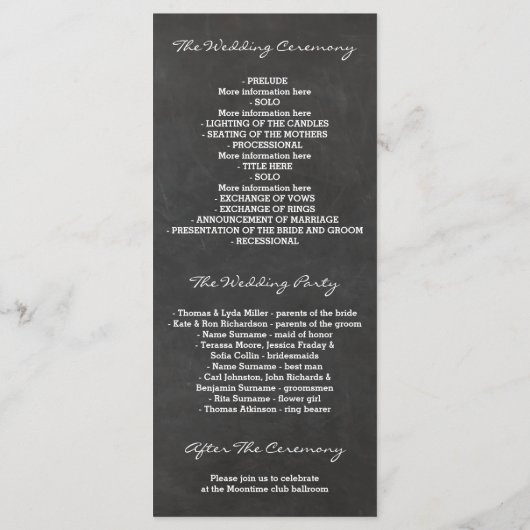 Paraplu Lights Krijt en Roze Trouwprogramma Programmakaart (Achterkant)