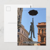 Paraplu Man Beeld, Praag, Tsjechië Briefkaart (Voorkant / Achterkant)
