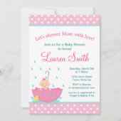 Paraplu Meisje Baby shower Uitnodiging Kaart (Voorkant)