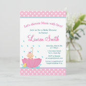 Paraplu Meisje Baby shower Uitnodiging Kaart (Staand voorkant)