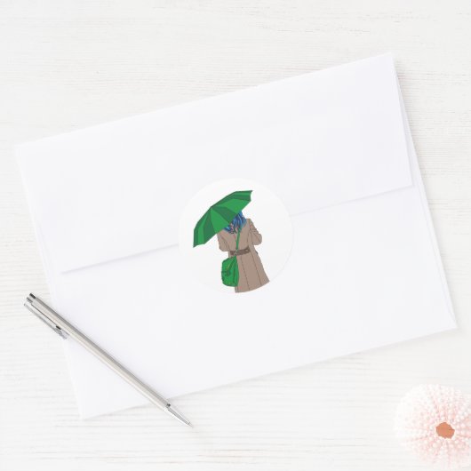 Paraplu meisje ronde sticker (Envelop)