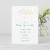 Paraplu Mint Baby Sprinkle Douche Uitnodiging (Staand voorkant)