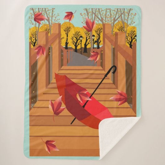 Paraplu op een brug sherpa deken (Voorkant)