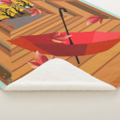 Paraplu op een brug sherpa deken (3/4)