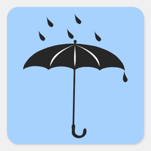 Paraplu - regendruppels regenen vierkante sticker (Voorkant)